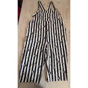 EUC Beetlejuice Overalls Adult Sz Large / XL Unisex Pinstripe Black White Green
